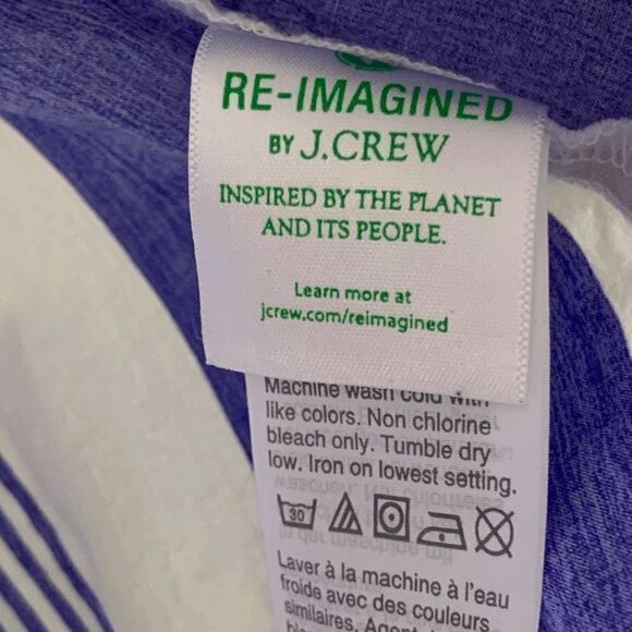 Re-imagined X J.Crew Women's Blue/White Stripes Quarter Button Long Sleeve Top S - Picture 4 of 8